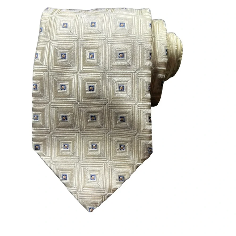 Ike Behar Mens Tie Necktie Multicolor Geometric 100% Silk Tied Hipster Classic